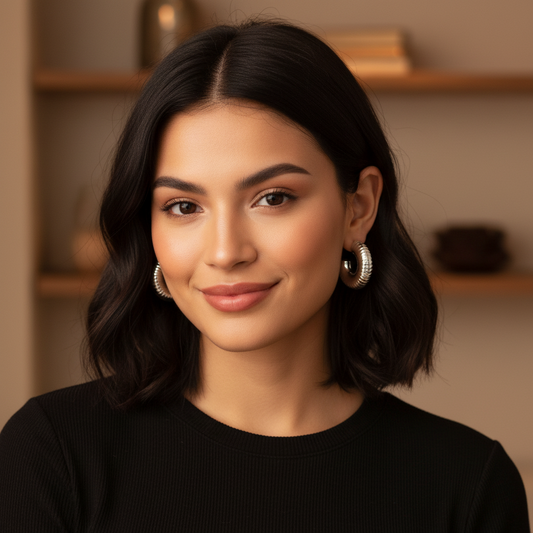 Textured Chunky Hoop Earrings- Stainless Steel