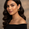 Gold Abstract Sculpted Statement Earrings- Stainless Steel
