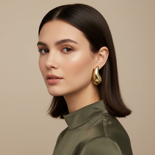 Bold Gold Teardrop Earrings – Statement Glossy Jewelr