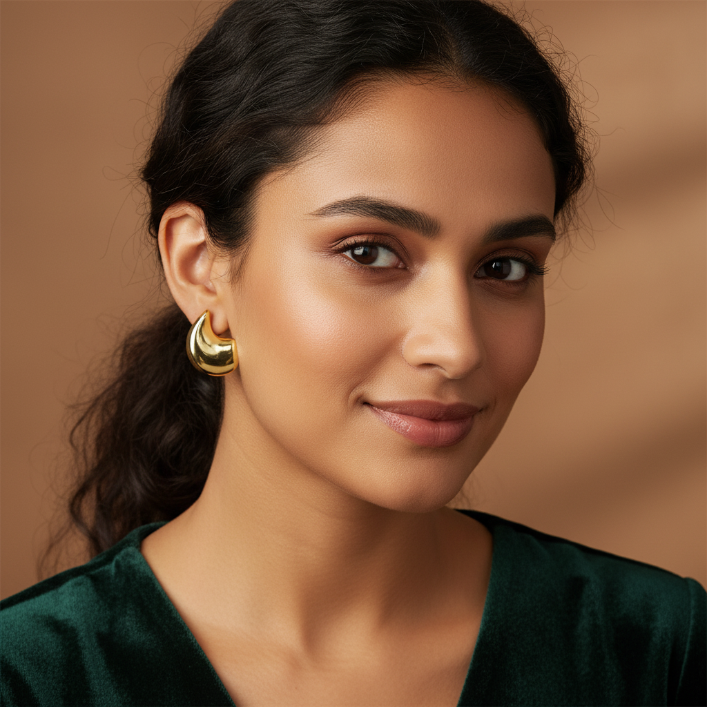Chunky Gold Dome Hoop Earrings – Nickel-Free Statement Jewelry