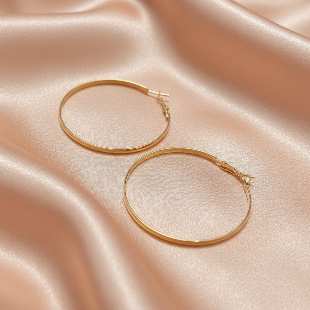 Classic Gold Thin Hoop Earrings – Minimal Everyday Jewelry- Stainless steel