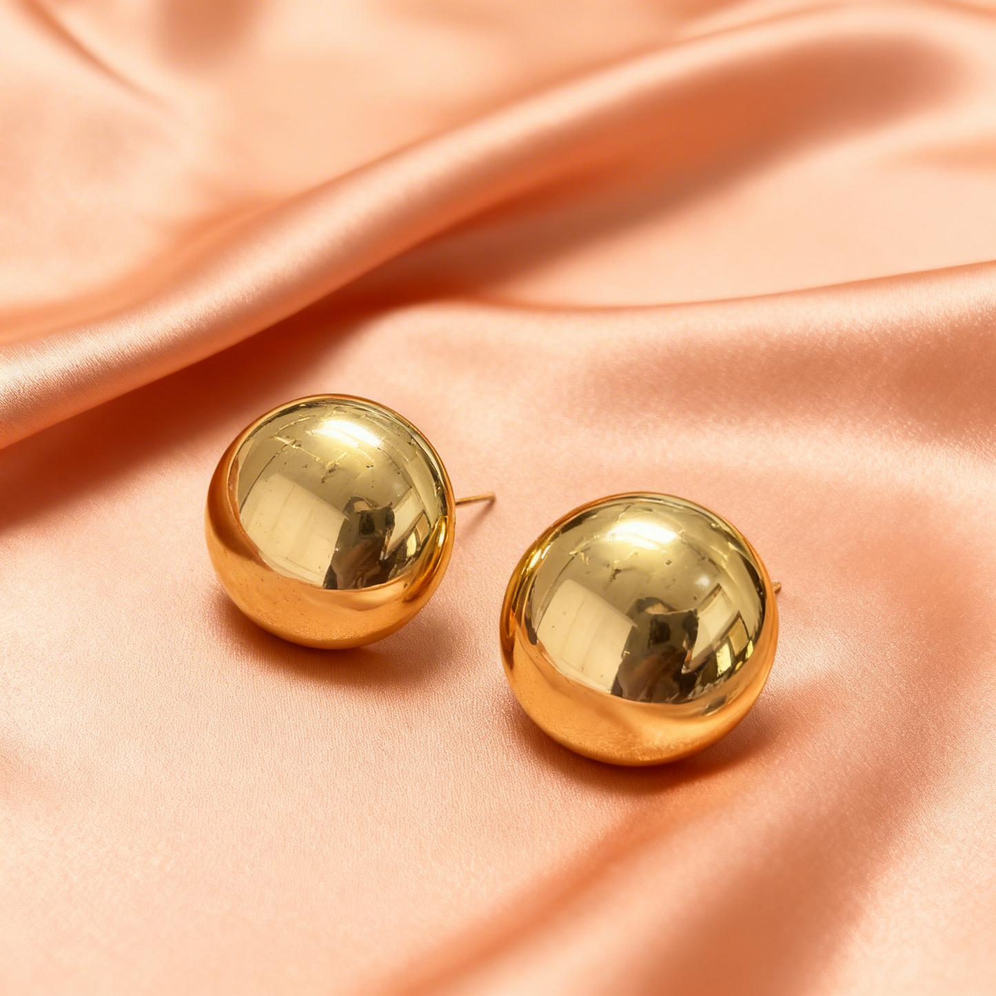 Gold-Tone Oversized Dome Stud Earrings