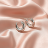 Silver Sleek Chunky Hoop Earrings- Stainless Steel