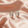 Textured Chunky Hoop Earrings- Stainless Steel