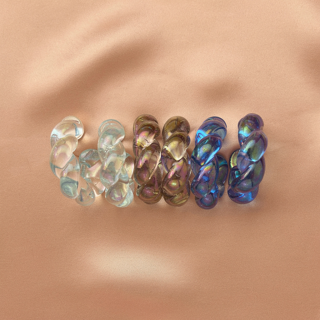 Acrylic Glossy Hoop Earrings - Set of 3