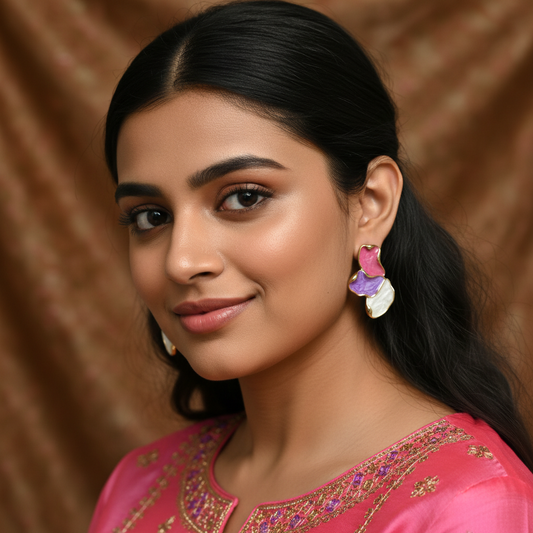 Multi-Petal Statement Earrings – Enamel Petal Earrings for Women India