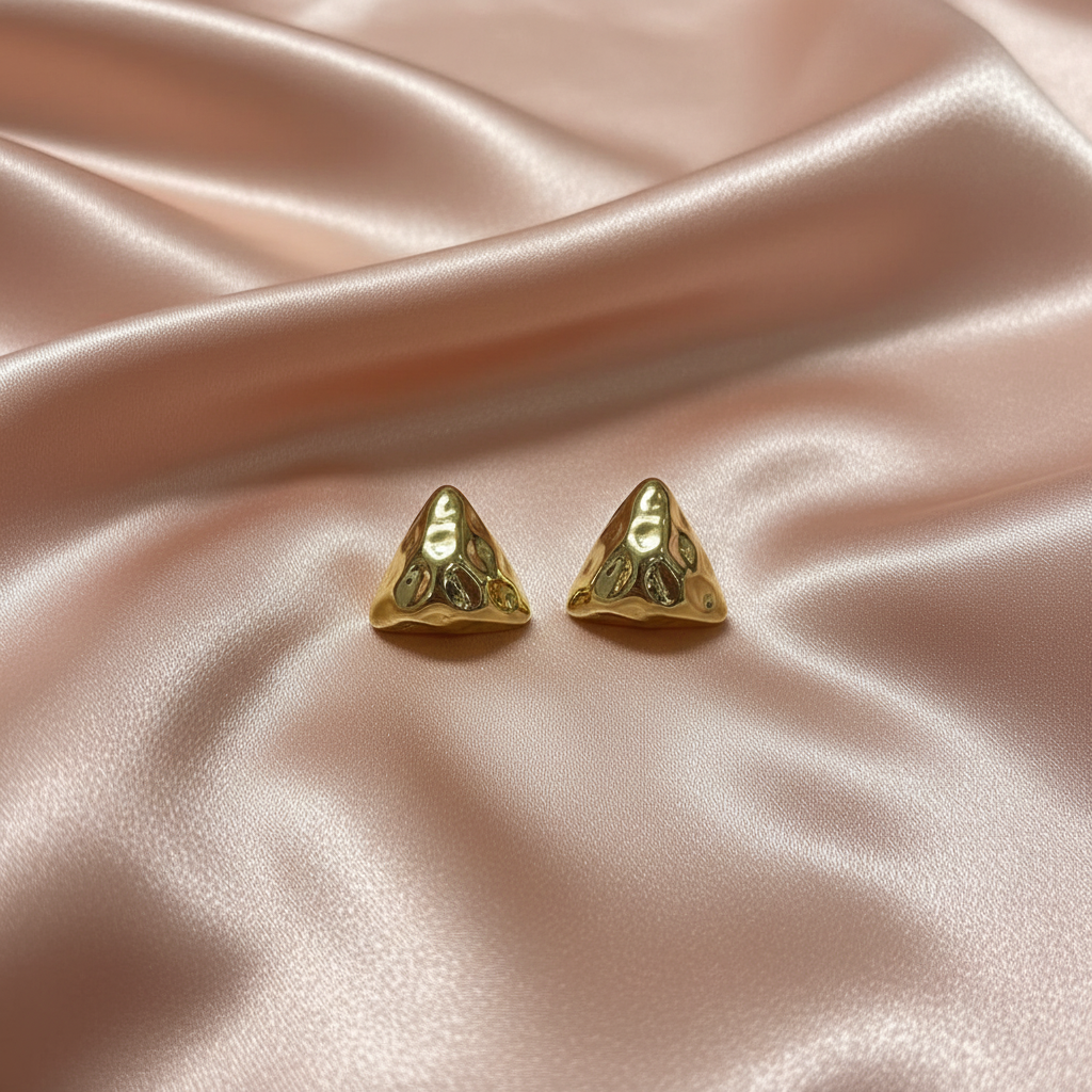 Abstract Triangle Stud Earrings – Textured Statement Jewelry
