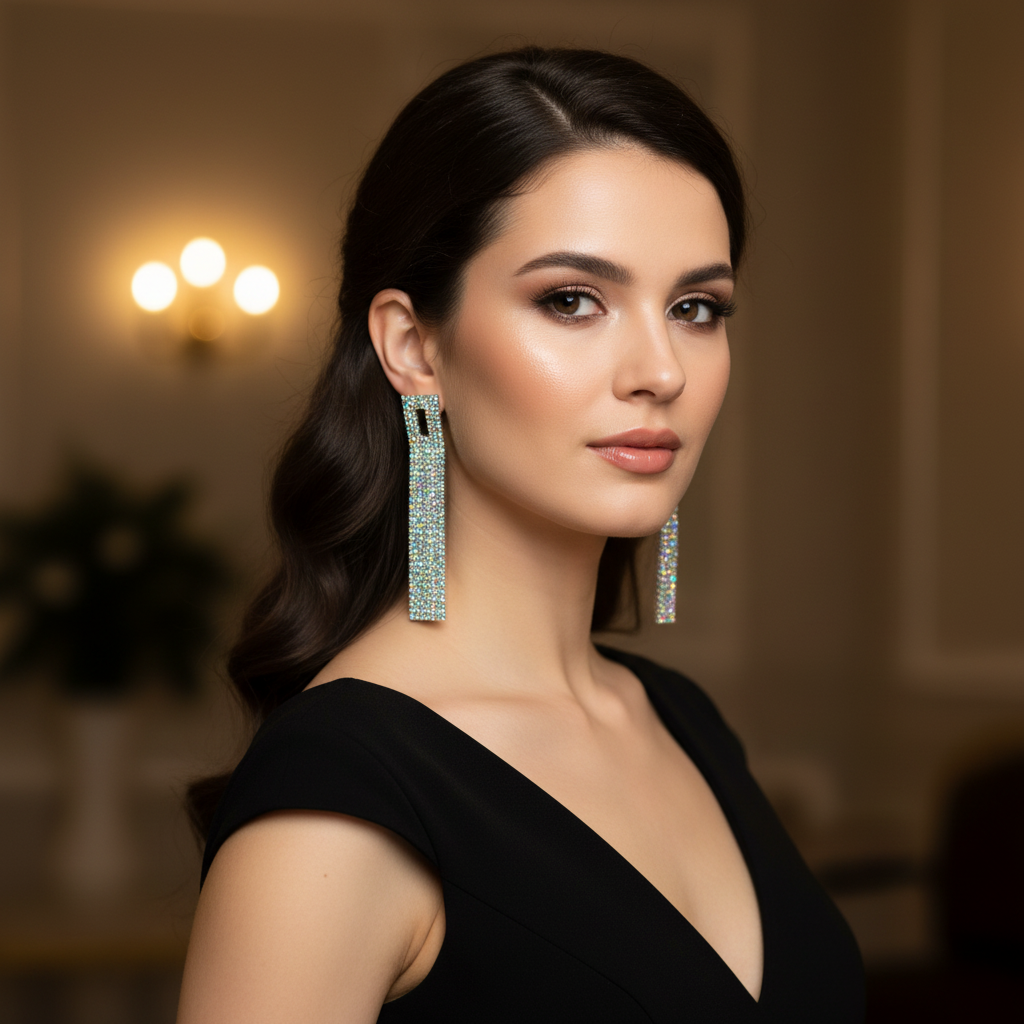 Rhinestone Tassel Earrings – Long Crystal Fringe Statement Earrings India