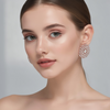 Rose Gold Crystal Statement Stud Earrings – Floral Sparkle Design- Stainless Steel