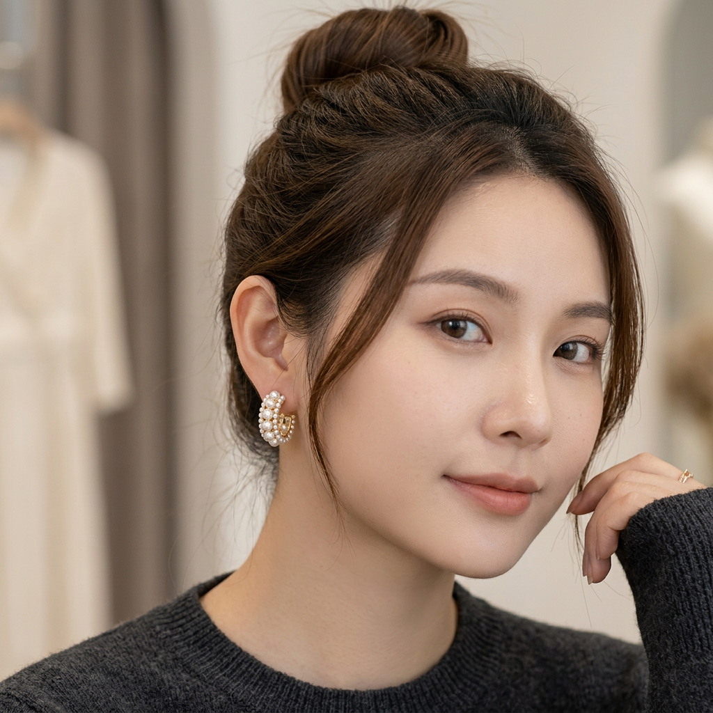 Elegant Pearl Hoop Earrings with Gold Finish Detailing | BME