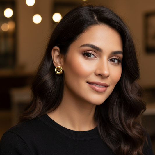 Gold Twisted Knot Stud Earrings- Stainless Steel | BME