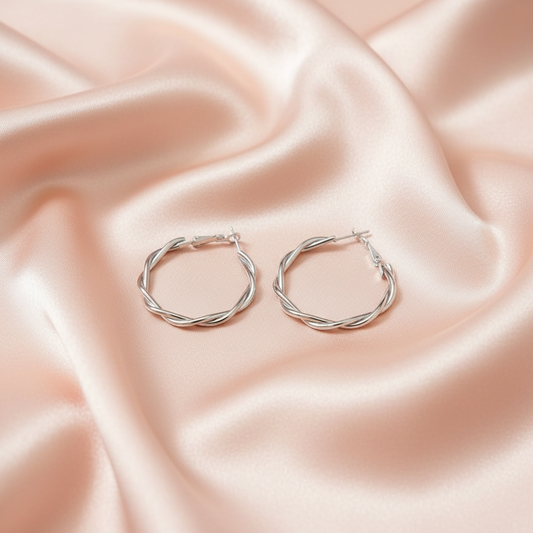 Twisted Hoop Earrings – Elegant Classic Statement- Stainless steel