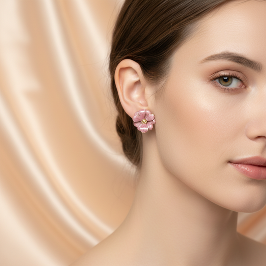 White Flower Stud Earrings – Elegant Feminine Jewelry