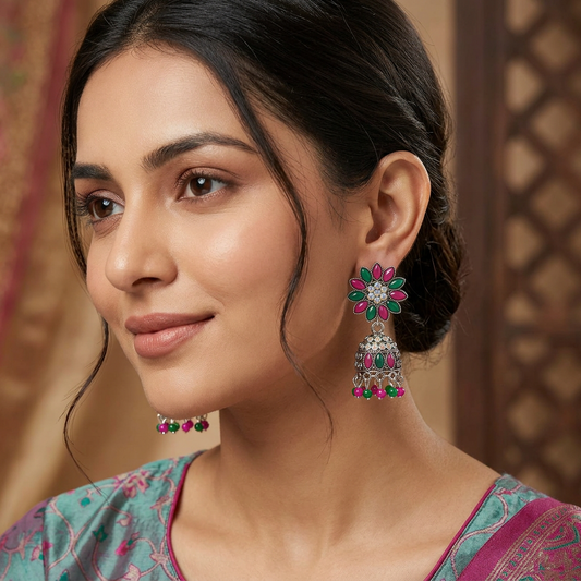 Floral Multicolor Jhumka Earrings | BME