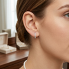 Classic CZ Half Hoop Gold Earrings for Women-American Diamond
