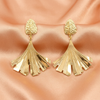 Golden Fan Leaf Drop Earrings | BME