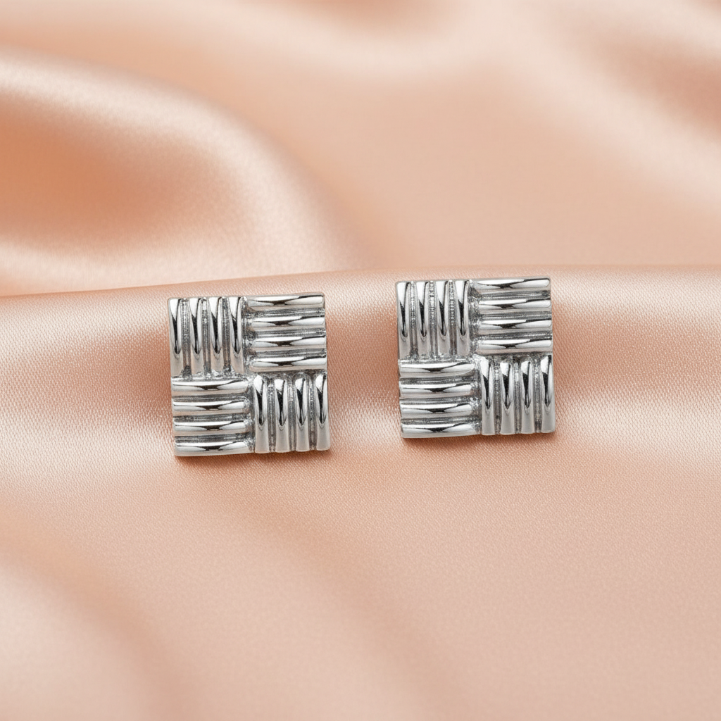 Textured Square Stud Earrings – Bold Statement Jewelry