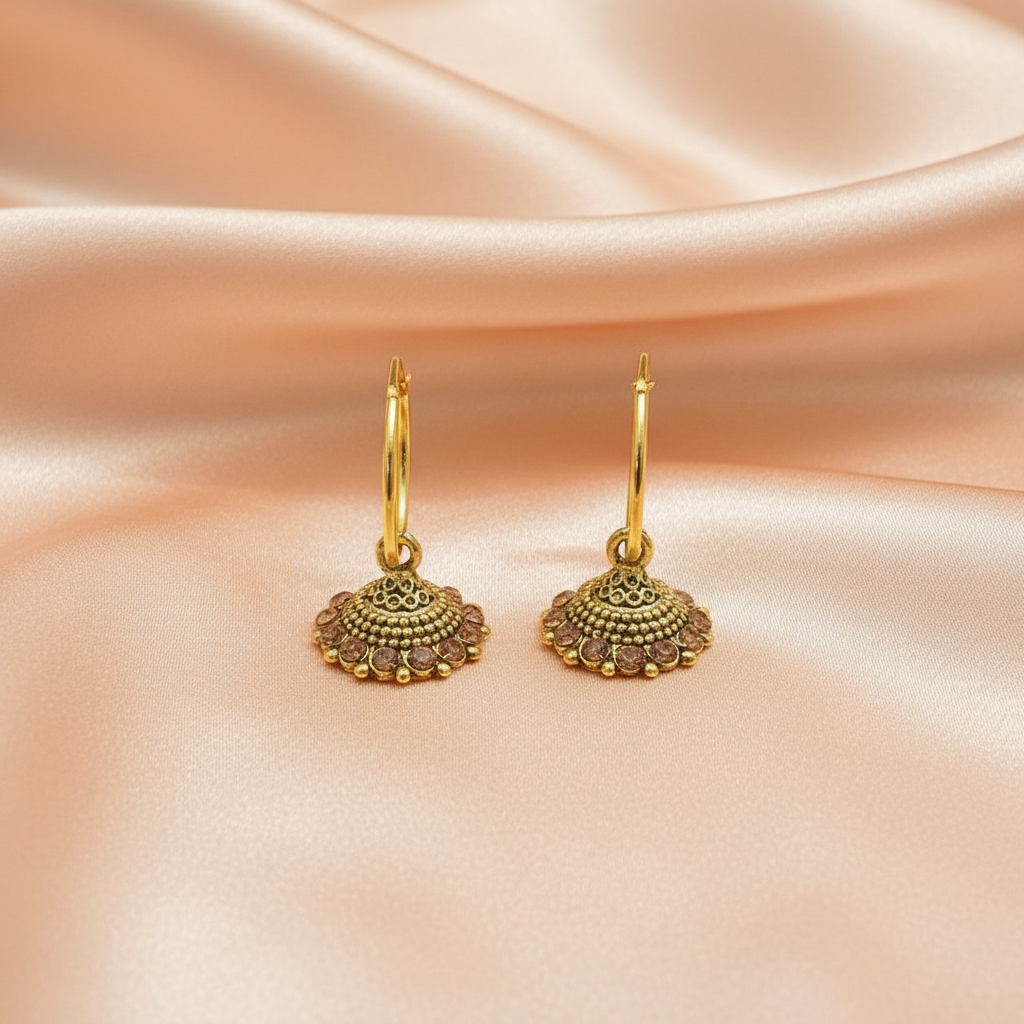 Traditional Gold Hoop Jhumka Earrings for Women – Ethnic Statement Design