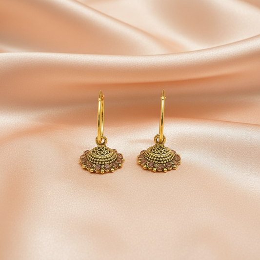 Traditional Gold Hoop Jhumka Earrings for Women – Ethnic Statement Design