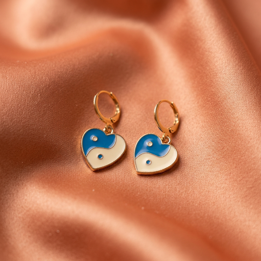 Yin-Yang Heart Drop Earrings