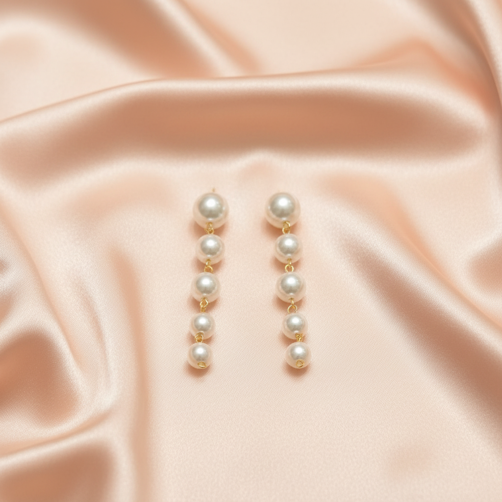 Layered Pearl Drop Earrings for Women – Elegant Long Statement Design