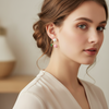 Elegant Pearl & Floral Stud Earrings Set – Gold Finish