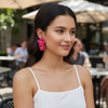 Vibrant Pink Flower Stud Earrings – Bold & Elegant Jewelry