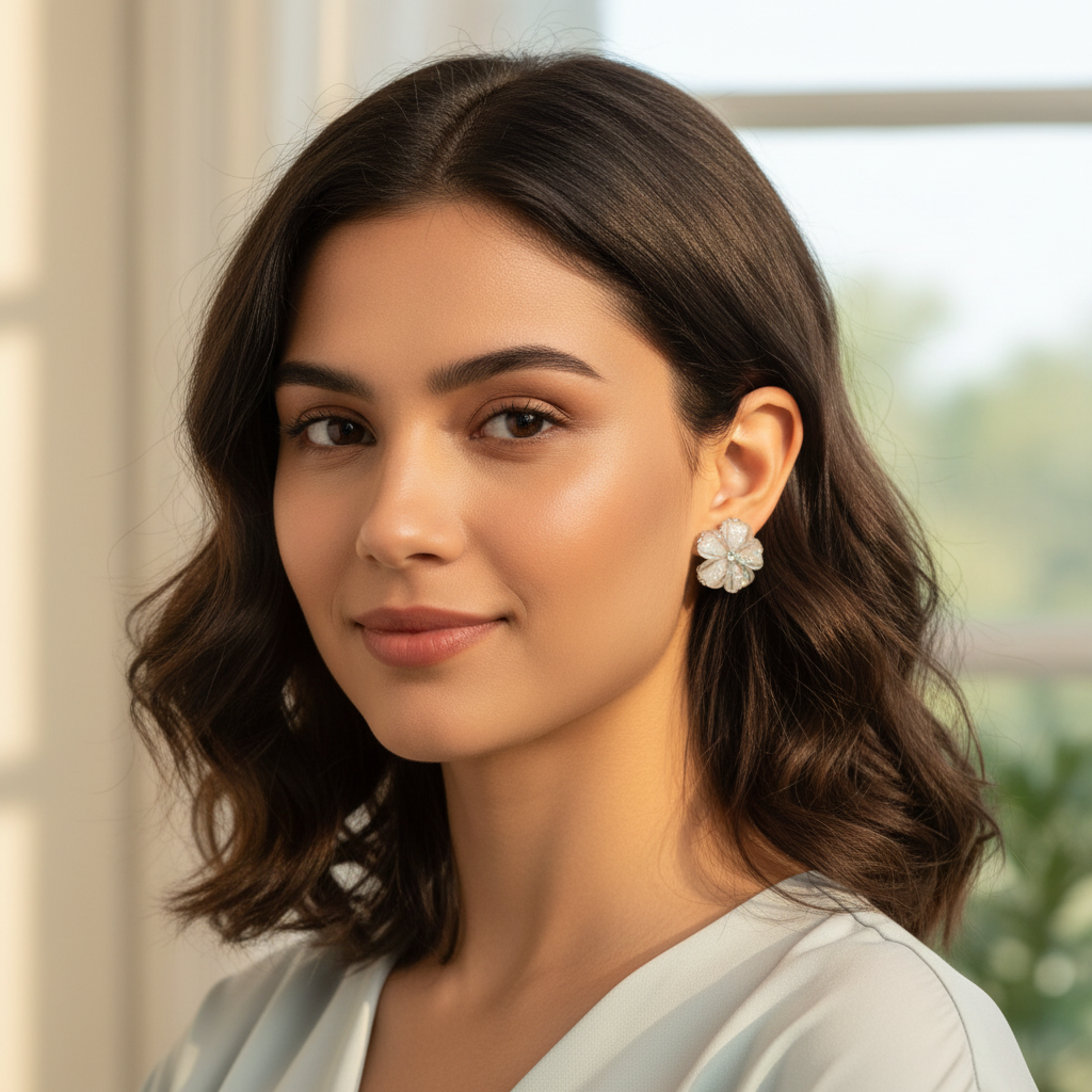 Textured Round Stud Earrings – Modern Minimalist Jewelry