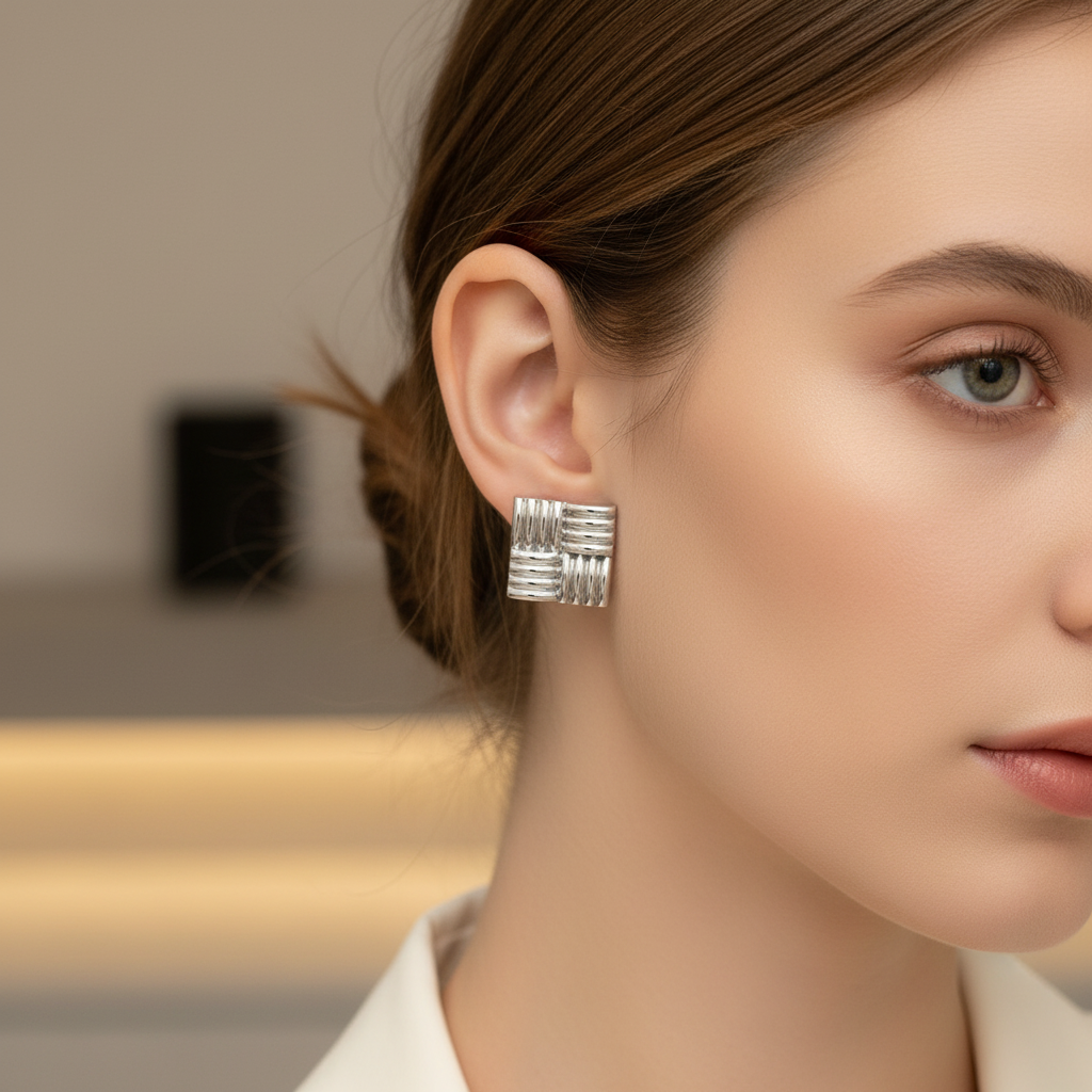 Textured Square Stud Earrings – Bold Statement Jewelry