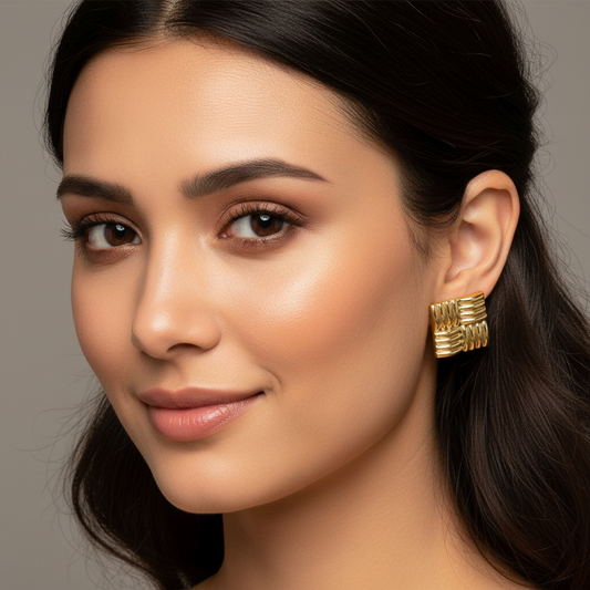 Textured Square Stud Earrings – Bold Statement Jewelry