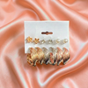 Gold Textured Hoop & Stud Earrings Combo Set (6 Pairs) – Pearl & Crystal Fashion Jewelry