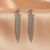 Floral Stone Tassel Earrings – Crystal Fringe Statement Earrings India