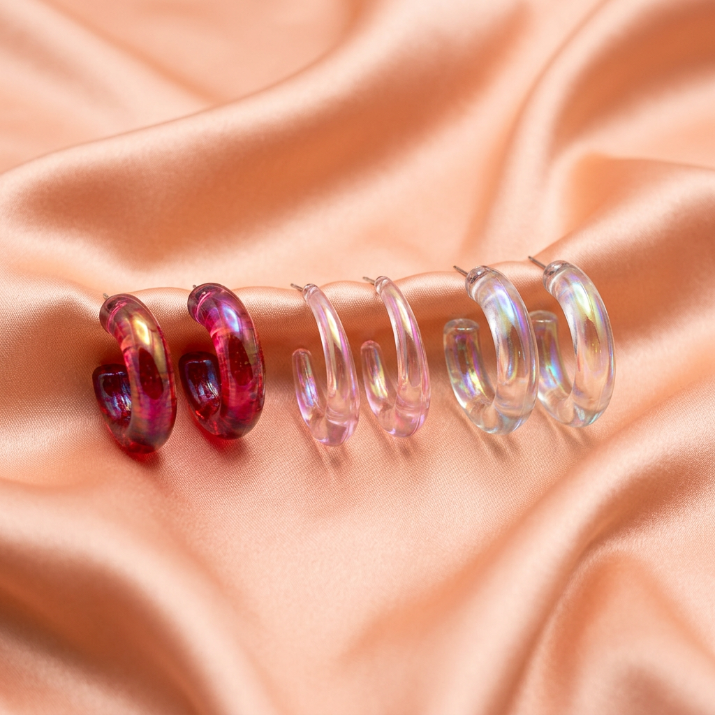 Transparent Acrylic Hoop Earrings - Set of 3