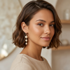 Gold Multi-Pearl Drop Earrings – Elegant Long Dangle Design