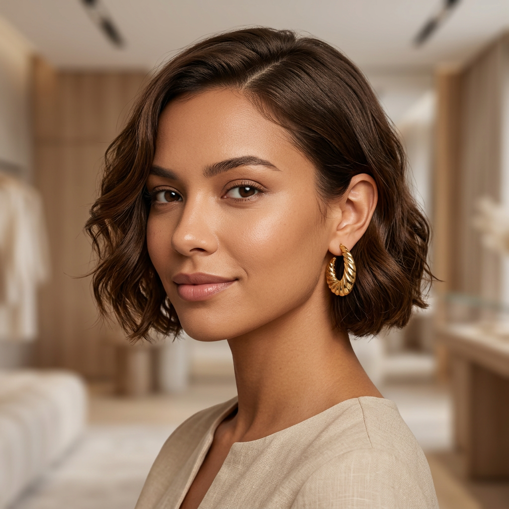 Gold Textured Chunky Hoop Earrings – Bold Statement Design