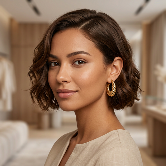 Gold Textured Chunky Hoop Earrings – Bold Statement Design