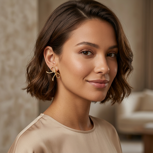 Gold Knot Bow Statement Earrings – Modern Sculptural Design