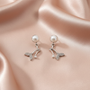 Pearl Stud & Crystal Butterfly Earrings – Dual Style Design