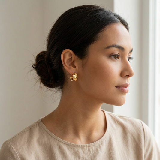 Gold Textured Chunky Hoop Earrings