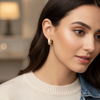 Textured Gold Huggie Earrings for Women – Minimal Everyday Hoops- American Diamond