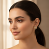 Crystal Circular Statement Stud Earrings for Women – Elegant Gold Design-American Diamond