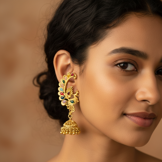Royal Peacock Multi-Color Jhumka Earrings | BME