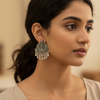 Oxidised Silver Goddess Chandbali Earrings for Women – Temple Ethnic Design