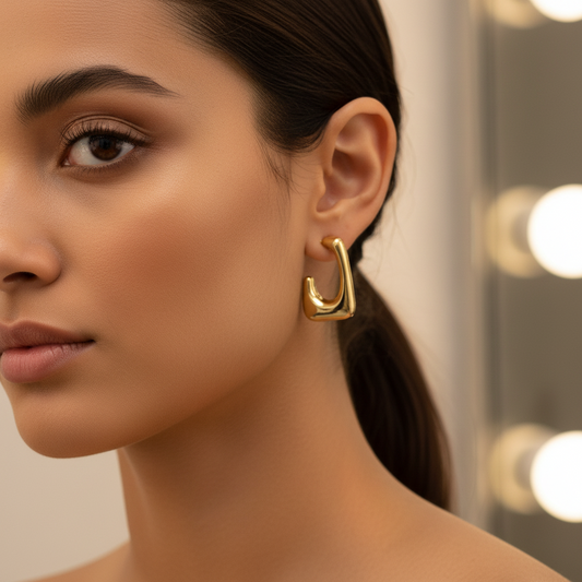 Minimal Gold Square Hoop Earrings – Sleek Statement Jewelry