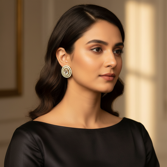 Elegant Oval Crystal Halo Stud Earrings | BME