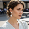 Crystal Stud Hoop Pearl Drop Earrings for Women – Modern Elegant Design
