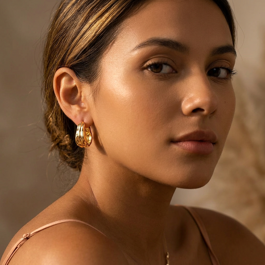 Gold Textured Mini Hoop Earrings – Elegant Everyday Wear