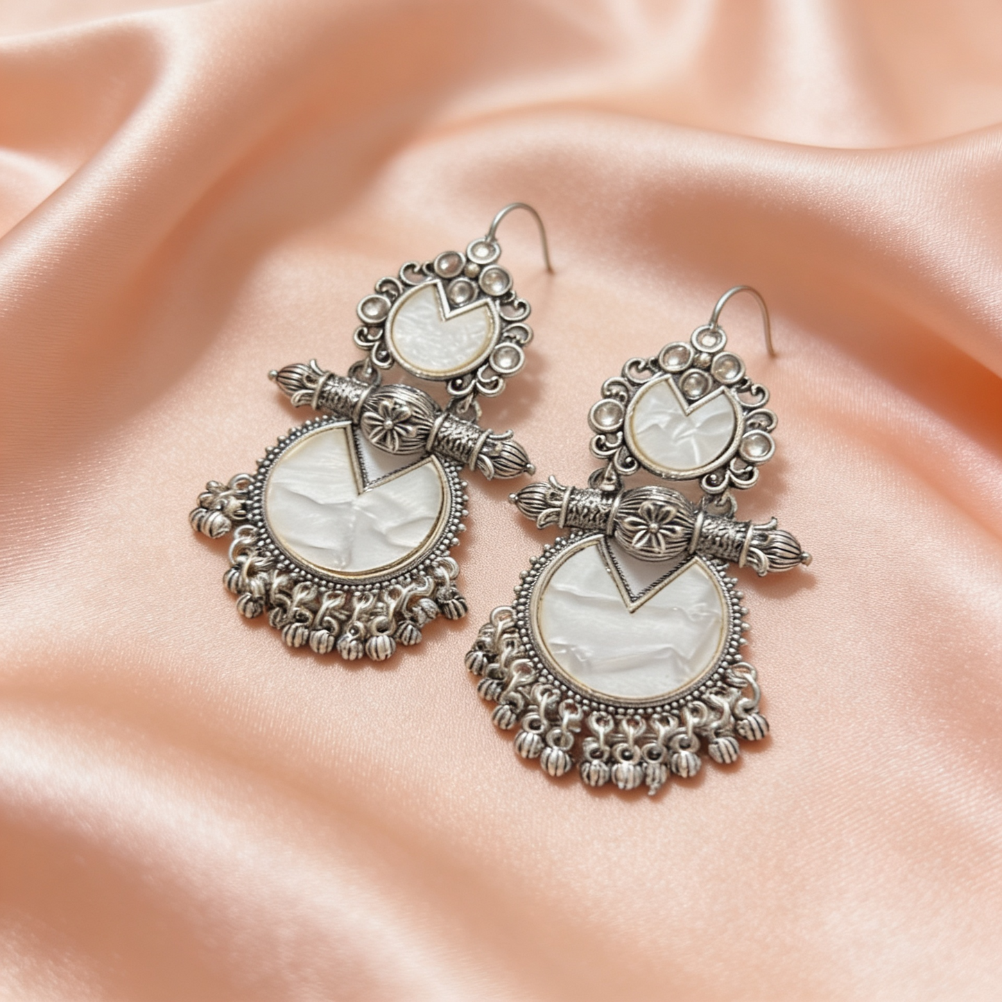 Silver Pearl Chandbali Earrings