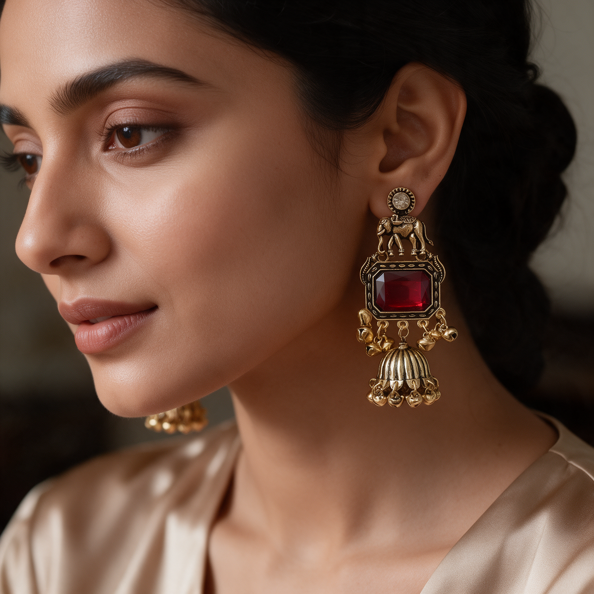 Multicolour Elephant Jhumka Earrings