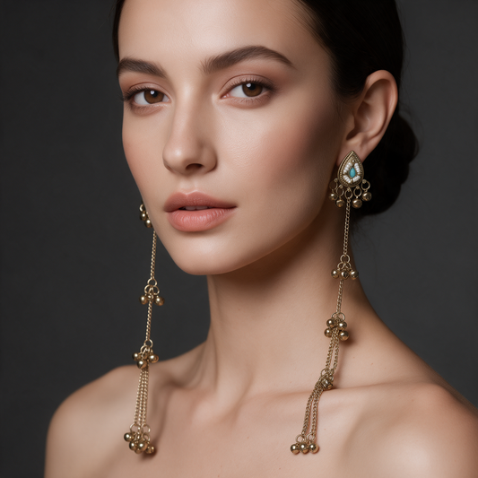Antique Gold Chain Ghungroo Earrings